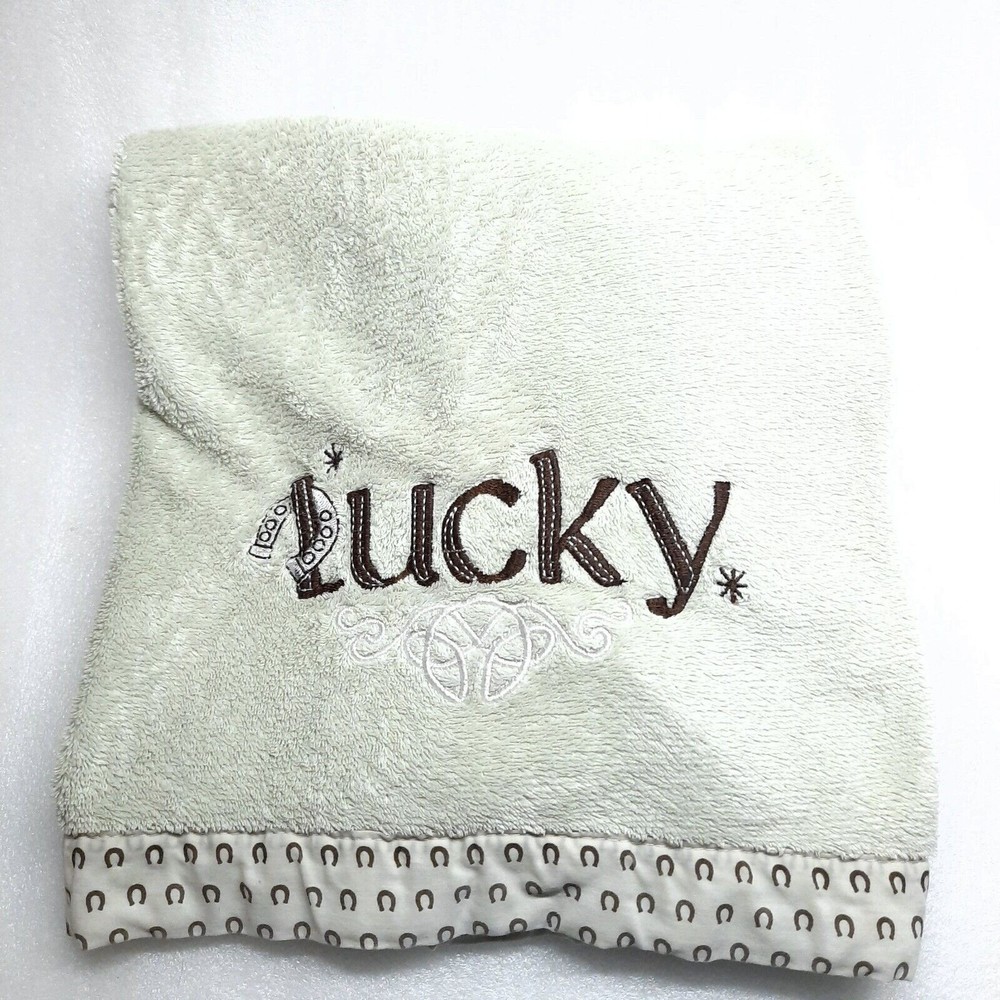Tiddliwinks‎ LUCKY Baby Blanket green sage horse equestrian Horseshoe Target